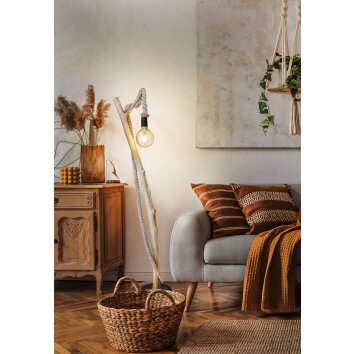 NOWA Nerida lampadaire sur pied façon branche avec corde, E27, 40 Watt, moderne