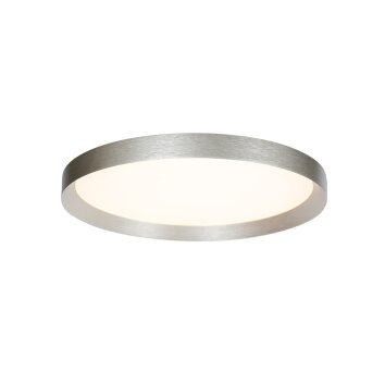 Steinhauer Plafonnier LED Flady rond et plat, dimmable, 2700 Kelvin blanc chaud en argenté