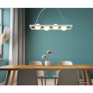 NOWA Nanda suspension luminaire carrée 4 flammes G9 84 cm, design moderne