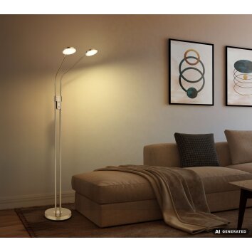 Globo Silvio lampadaire sur pied salon LED de lecture à 2 spots design moderne