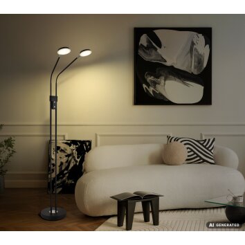 Globo Silvio lampadaire sur pied LED de lecture à double tête orientable pour salon