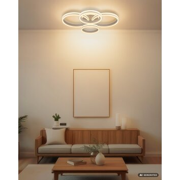 Globo Rubio plafonnier LED à 4 anneaux, moderne et design, pour salon et couloir
