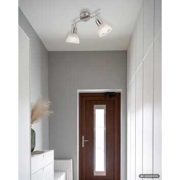 NOWA Daytona plafonnier carré de couloir moderne à 2 spots E14 3000 Kelvin 860 Lumen 5 Watt