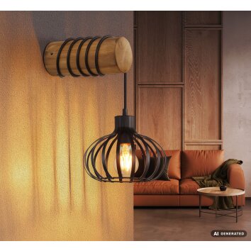 Globo Caldwell applique murale industrielle avec support cylindrique et cage suspendue E27 60W