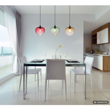 Globo Solveig suspension 3-flammes pour salle à manger, longueur 119 cm, moderne