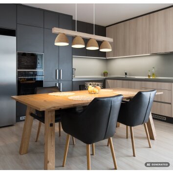 Globo Lyndon suspension luminaire allongée 4 lampes E14 salle à manger cuisine