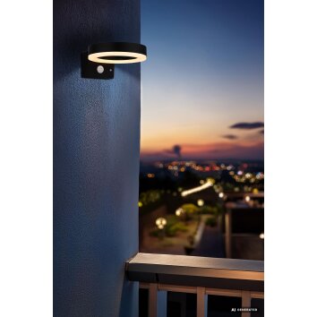 Globo SOLCOR applique murale solaire LED d'extérieur avec détecteur de mouvement 4000 Kelvin 600 Lumen 6 Watt