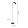 Schöner Wohnen-Kollektion RIK lampadaire de lecture GU10 140 cm, interrupteur à pied