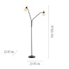 Leuchten Direkt Lampadaire LOKI, bras courbés, blanc opale, 3000 kelvins blanc chaud