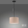 Leuchten Direkt Suspension DURO à abat-jour cylindrique plissé beige, hauteur réglable