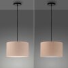 Leuchten Direkt Suspension DURO à abat-jour cylindrique plissé beige, hauteur réglable