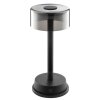 Brilliant lampe à poser Razor, abat-jour cylindrique noir, LED 2700 Kelvin blanc chaud