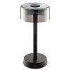 Brilliant lampe à poser Razor, abat-jour cylindrique noir, LED 2700 Kelvin blanc chaud