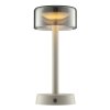 Brilliant, lampe à poser Razor LED moderne avec abat-jour cylindrique beige en verre