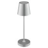 Brilliant Lampe à poser Elora, abat-jour conique argenté, LED blanc chaud 2700 Kelvin
