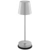 Brilliant Lampe à poser Elora, abat-jour conique argenté, LED blanc chaud 2700 Kelvin