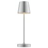 Brilliant Lampe à poser Elora, abat-jour conique argenté, LED blanc chaud 2700 Kelvin