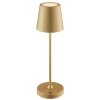 Brilliant Lampe à poser LED Elora, abat-jour conique doré, blanc chaud 2700 Kelvin