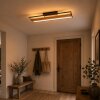 Brilliant Plafonnier LED Thunder, panneau décoratif en bois foncé, 3000 Kelvin blanc chaud