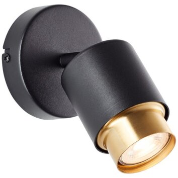 Brilliant Leuchten spot mural orientable Covelo, bague dorée, 3000 Kelvin blanc chaud