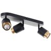 Brilliant Spot de plafond Covelo, 3 têtes cylindriques orientables dorées, pour couloir