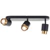 Brilliant Spot de plafond Covelo, 3 têtes cylindriques orientables dorées, pour couloir