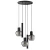 Brilliant Suspension Ligari moderne avec 3 abat-jour fumés en verre, douille E27