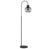 Brilliant Lampadaire Ligari moderne à bras arqué avec abat-jour en verre fumé