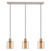 Brilliant Suspension Lyska, style scandinave, 3 abat-jour en verre ambré