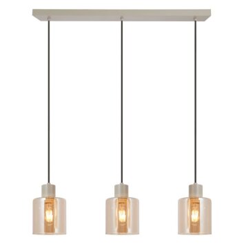 Brilliant Suspension Lyska, style scandinave, 3 abat-jour en verre ambré