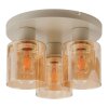Brilliant Leuchten Plafonnier Lyska avec 3 abat-jour cylindriques en verre ambré