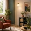 Brilliant Leuchten, lampadaire Cony à bras latéral orientable, abat-jour rond blanc
