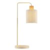 Brilliant Leuchten lampe de table bohème Arlo à bras arqué, abat-jour cylindrique beige