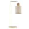 Brilliant Leuchten lampe de table bohème Arlo à bras arqué, abat-jour cylindrique beige