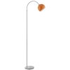 Brilliant lampadaire à arc Helen au style moderne, abat-jour demi-sphère orange