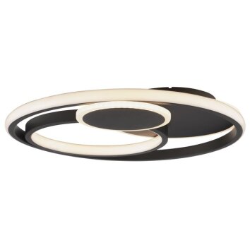 Brilliant Plafonnier rond LED Runda avec fonction mémoire, finition noire moderne