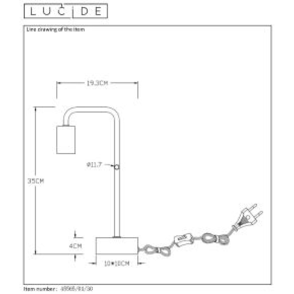 Lampe de table Lucide LORIN Noir, 1 lumière