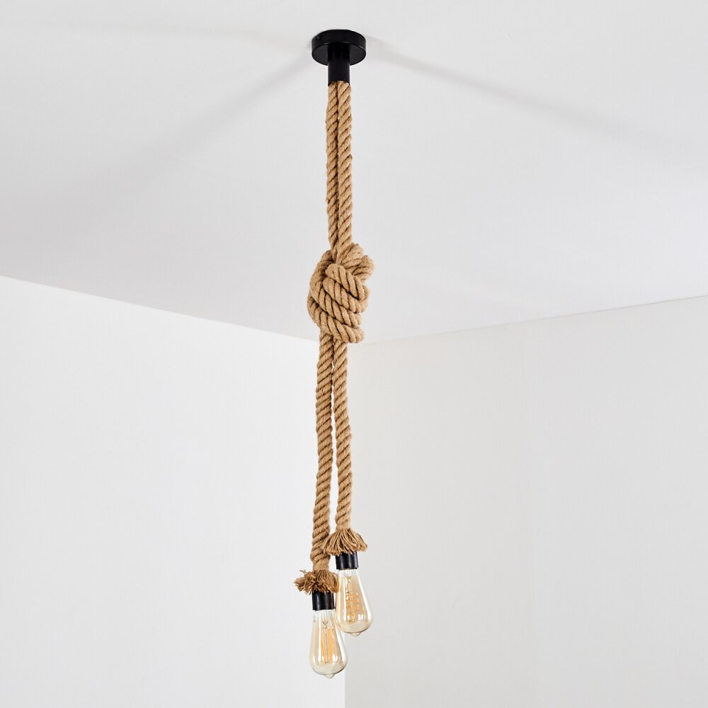 Suspension Etowah Brun, Noir, 2 lumières