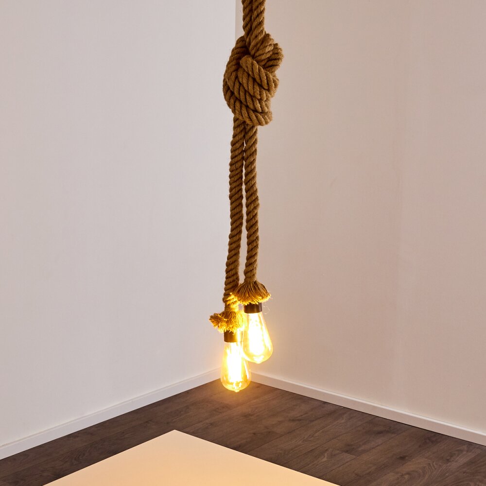 Suspension Etowah Brun, Noir, 2 lumières