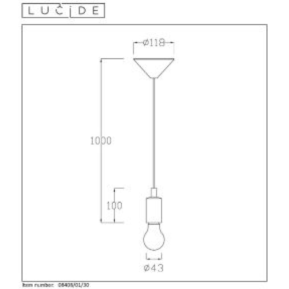 Suspension Lucide FIX Noir, 1 lumière
