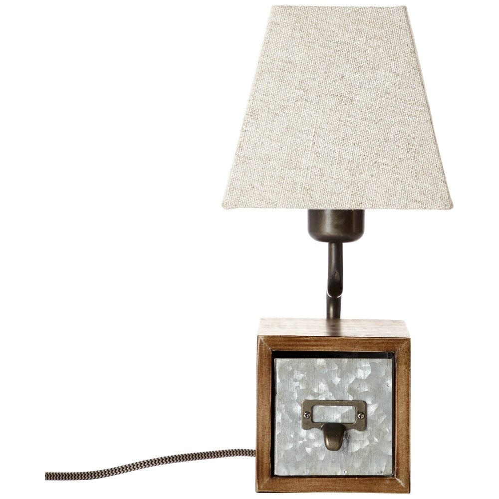Lampe à poser Brilliant Casket Beige, Brun foncé, Zingué, 1 lumière