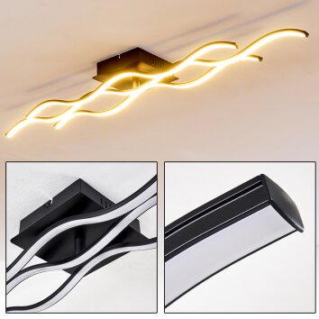 Plafonnier Flow LED Noir, 2 lumières