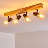 Plafonnier Barbengo Bois clair, Noir, 4 lumières