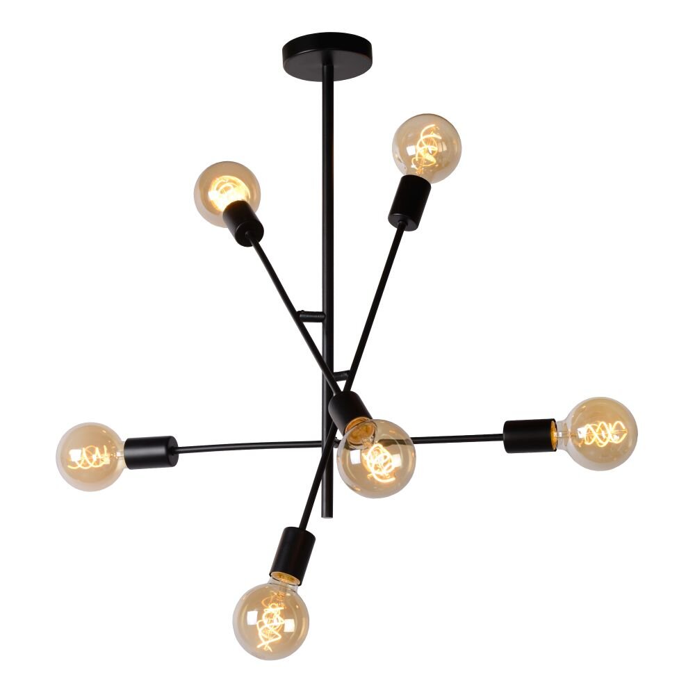 Plafonnier Lucide LESTER Noir, 6 lumières