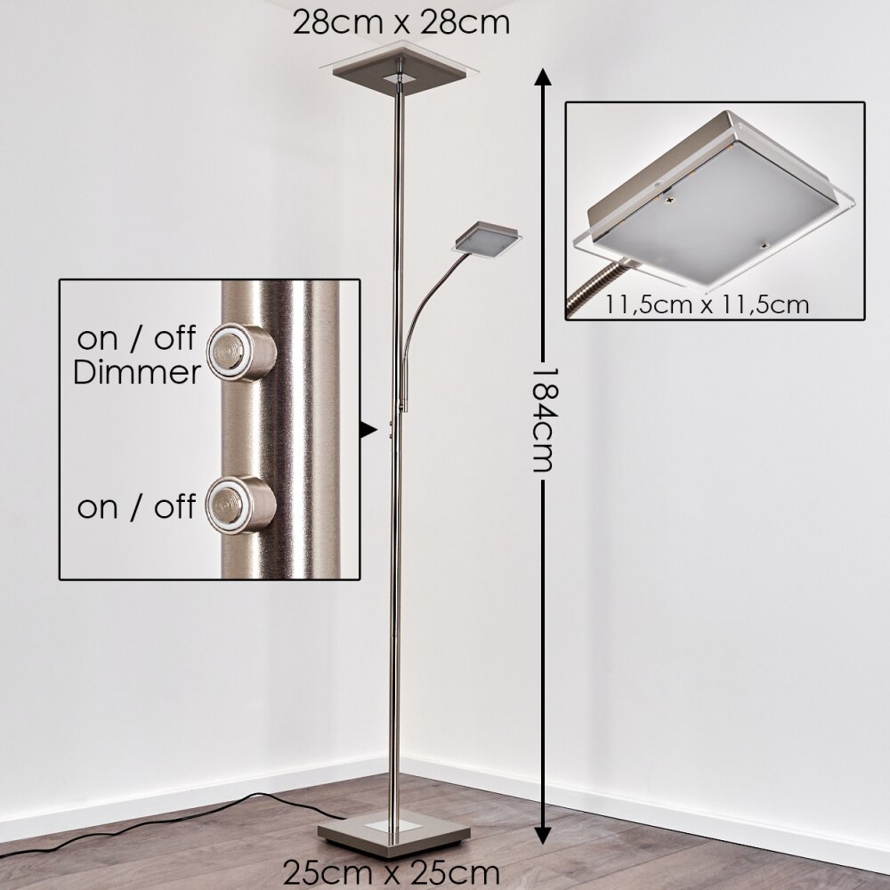 Lampadaire à vasque Veteli LED Acier inoxydable, 2 lumières