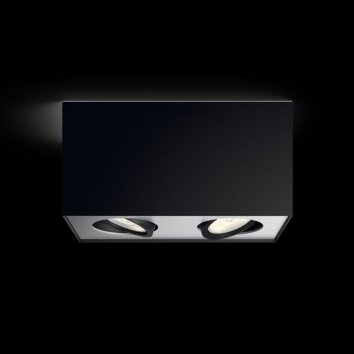 Plafonnier Philips Box LED Noir, 2 lumières