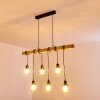 Suspension Barbengo Bois clair, Noir, 6 lumières