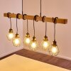 Suspension Barbengo Bois clair, Noir, 6 lumières