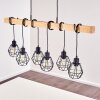 Suspension Barbengo Bois clair, Noir, 6 lumières