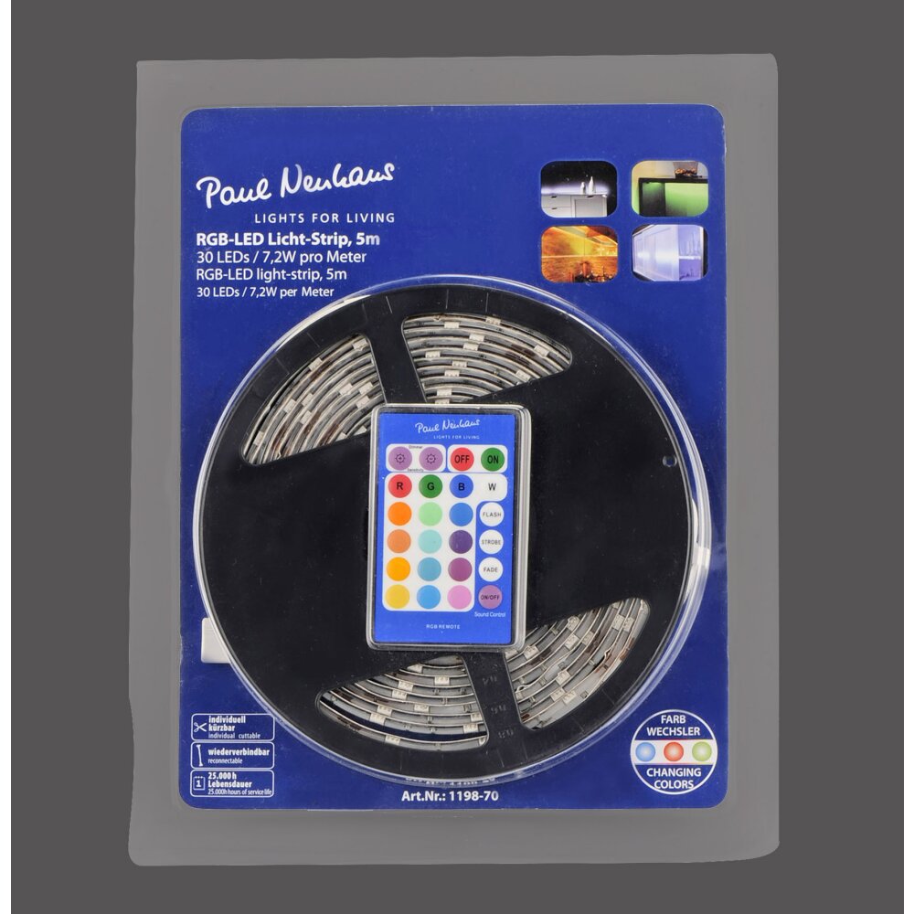 Bandes LED Paul Neuhaus TEANIA Multicolore, 1 lumière, Télécommandes, Changeur de couleurs